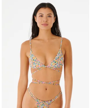 Afterglow Floral Wrap Tri Bikini Top