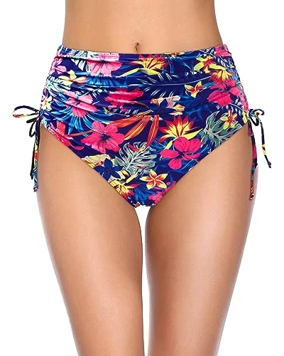 Drawstring Ruched High Waist Bikini Bottom