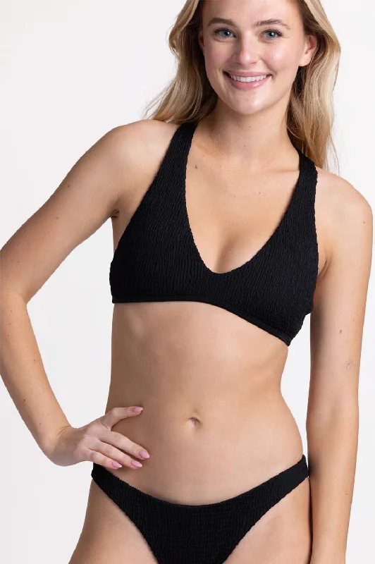 Aster Smocked Bikini Top - Black