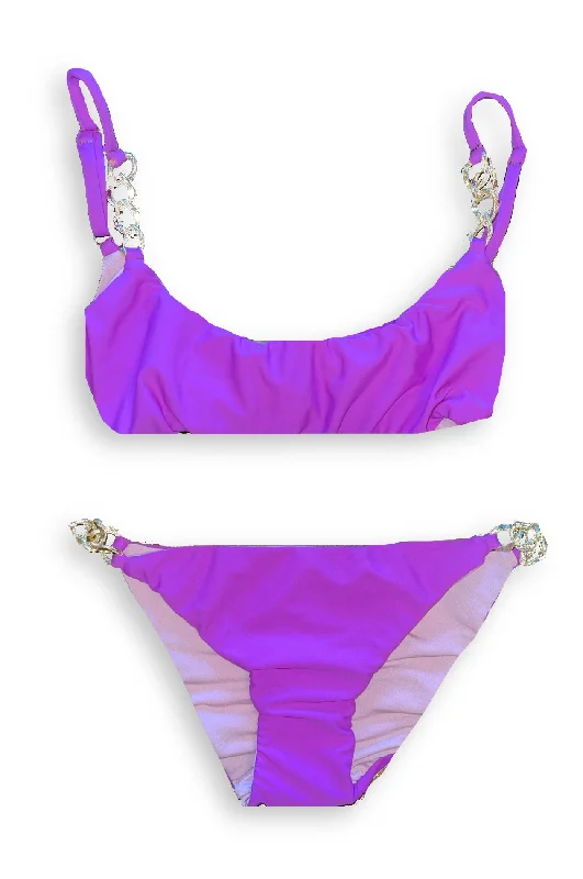 Gold chain Bikini- Magenta Pink Swimsuit Set